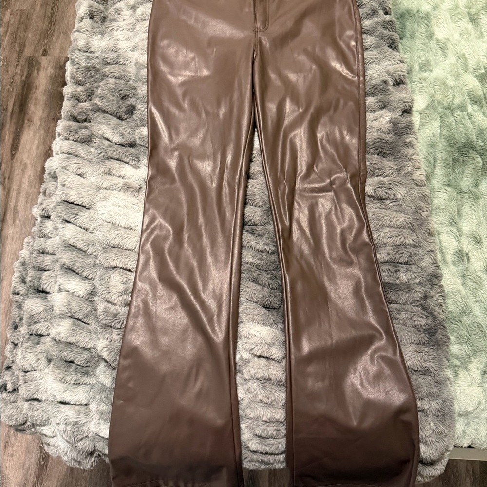 Motel Rocks Brown Flare Leather Pants